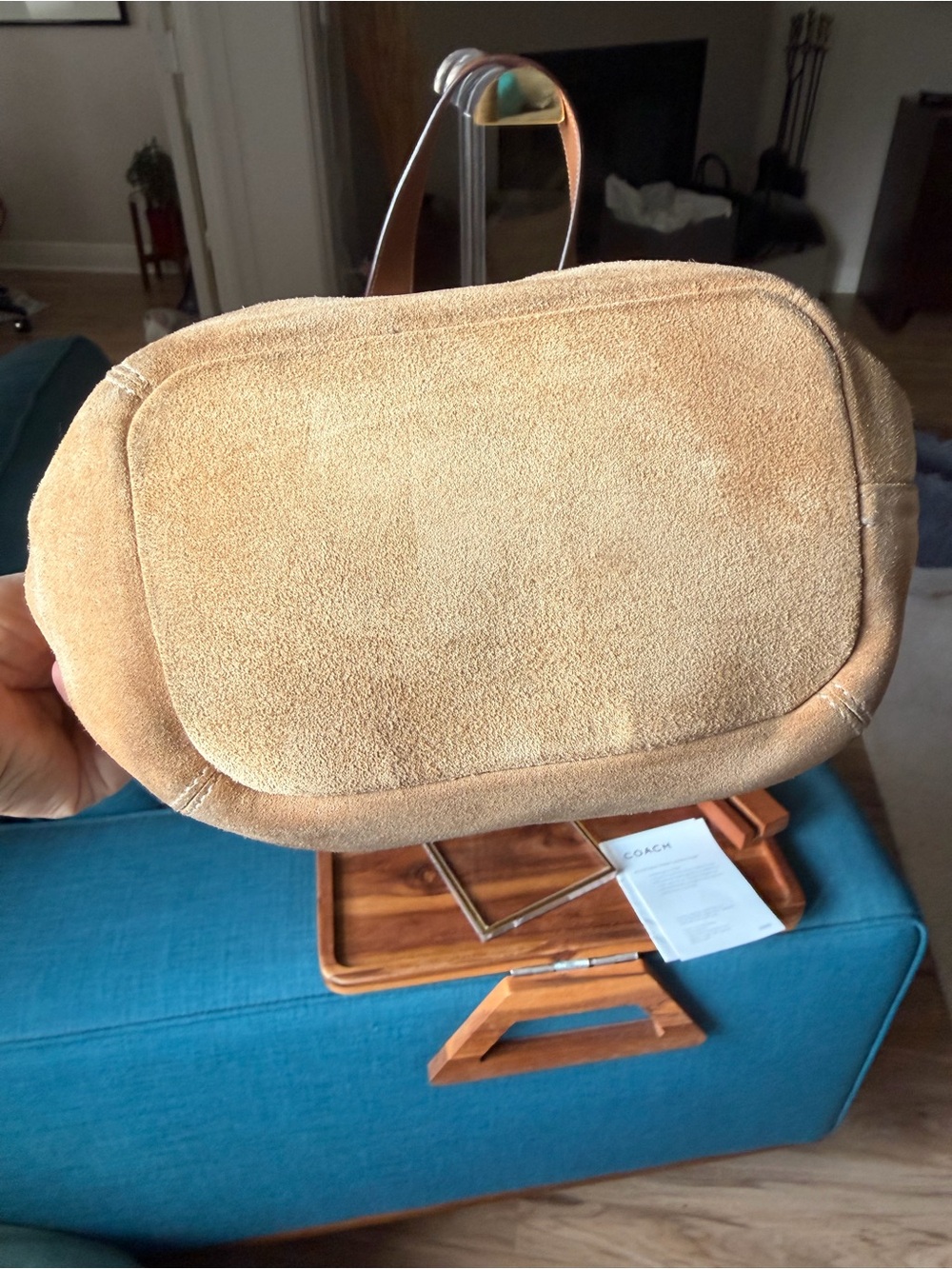 Coach Legacy Suede Bucket Bag 9187 Medium Size Rare Vintage Light Tan Purse COA - Picture 3 of 15